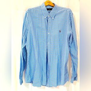 Light blue plaid button down shirt by Ralph Lauren size XXL